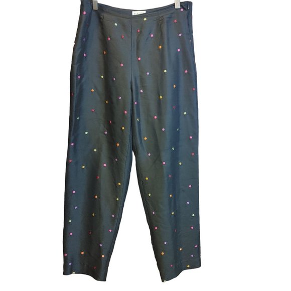 Allison Taylor Pants - Allison Taylor Women's Black Casual Multi Color Polka Dot Dress Pants 10
